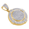 10K Yellow Gold Diamond Domed Medallion Pendant 1.55" Circle Charm 0.88 Ct.