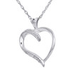 Diamond Heart Pendant .925 Sterling Silver White Finish Necklace w/ 18" Chain