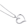 Diamond Heart Pendant .925 Sterling Silver White Finish Necklace w/ 18" Chain