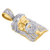 10K Yellow Gold Diamond Jesus Face Pendant Pave Set Charm 1.20" Long 0.38 CT.