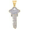 10K Yellow Gold Real Diamond Mens Key To The City Pendant 1.75" Charm 0.63 CT.