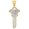 10K Yellow Gold Real Diamond Mens Key To The City Pendant 1.75" Charm 0.63 CT.