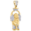 colgante de buda feliz con diamantes en oro amarillo de 10 k, amuleto de prosperidad, 1,35" y 0,33 ct.