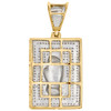 10K Yellow Gold Diamond Praying Hand in Frame Pendant Rectangle Charm 0.50 CT.