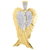 Diamond Angel Wings Pendant Mens 10K Yellow Gold Round Pave Charm 0.30 ct.