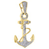10K Yellow Gold Diamond Ship Anchor Sailor Rope Pendant 1.65" Pave Charm 0.31 CT