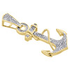 10K Yellow Gold Diamond Ship Anchor Sailor Rope Pendant 1.65" Pave Charm 0.31 CT