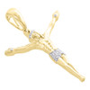 10K Yellow Gold Diamond Jeus Full Body Crucifix Style Pendant 1.7" Charm 1/20 CT