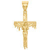 Echter 10-Karat-Gelbgold-Kreuz-Kreuz-Anhänger mit Jesus-Körper, Bluttropfen-Anhänger, 5,1 cm