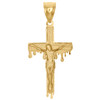 Genuine 10K Yellow Gold Jesus Body Crucifix Cross Pendant Blood Drip  Charm 2"