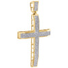 10K Yellow Gold Real Diamond Concave Cross Pendant Designer 2.95" Charm 1.25 CT.