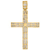 10K Yellow Gold Real Diamond Concave Cross Pendant Designer 2.95" Charm 1.25 CT.