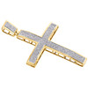 10K Yellow Gold Real Diamond Concave Cross Pendant Designer 2.95" Charm 1.25 CT.