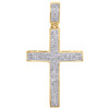 10K Yellow Gold Real Diamond Domed Cross Pendant Pave Set 1.60" Charm 0.50 CT.