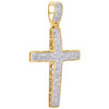 10K Yellow Gold Real Diamond Domed Cross Pendant Pave Set 1.60" Charm 0.50 CT.