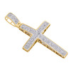 10K Yellow Gold Real Diamond Domed Cross Pendant Pave Set 1.60" Charm 0.50 CT.