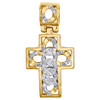 10K Yellow Gold Diamond 3D Cuban Link Design Cross Pendant Mini Charm 0.33 CT.