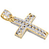 10K Yellow Gold Diamond 3D Cuban Link Cross Pendant Designer 1.10" Charm 0.88 CT