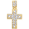 10K Yellow Gold Diamond 3D Cuban Designer Cross Pendant Medium Charm 0.63 CT.