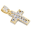 10K Yellow Gold Diamond 3D Cuban Designer Cross Pendant Medium Charm 0.63 CT.