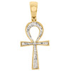 10K Yellow Gold Diamond Ankh Cross Pendant Pave Set 1.70" Designer Charm 1/2 CT.