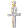 10K Yellow Gold Channel Set Diamond Ankh Cross Pendant Satement 1.60" Charm 1 CT