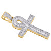 10K Yellow Gold Channel Set Diamond Ankh Cross Pendant Satement 1.60" Charm 1 CT