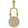 10K Yellow Gold Real Diamond Padlock Pendant Designer Pave Set Charm 0.88 CT.