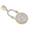 10K Yellow Gold Real Diamond Padlock Pendant Designer Pave Set Charm 0.88 CT.