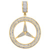 Men's 10K Yellow Gold Mercedes Medallion Real Diamond Pendant Pave Charm 0.46 CT