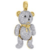 10K Yellow Gold Diamond Teddy Bear Statement Pendant Pave Charm 1.25" | 0.99 CT.