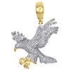 10K Yellow Gold Real Diamond American Flying Eagle Pendant Charm 1.45" | 3/4 CT.