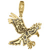 10K Yellow Gold Real Diamond American Flying Eagle Pendant Charm 1.45" | 3/4 CT.