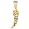 10K Yellow Gold Black & White Diamond Elephant Tusks Pendant 1.50" Charm 1/2 CT.