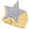10K Yellow Gold Genuine Diamond Super Star Statement Pinky Ring 22mm Band 1/2 CT
