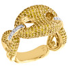 10K Yellow Gold Puff Gucci Link Yellow Diamond Pinky Ring 14mm Fancy Band 1.8 CT