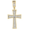 10K Yellow Gold Diamond Cross Concave Pendant 1.45" Men's Mini Pave Charm 1/4 CT