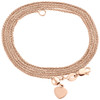 10K Rose Gold Adjustable Quadra Wheat Chain Necklace 22" Dangling 6mm Heart