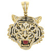 10K Yellow Gold 3D Tiger Face Round Diamond Pendant 1.70" Mens Charm 1.65 CT.