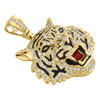 10K Yellow Gold 3D Tiger Face Round Diamond Pendant 1.70" Mens Charm 1.65 CT.