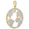 10K Yellow Gold Genuine Diamond World Map Pendant 1.70" Globe Pave Charm 1.52 CT