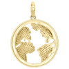 10K Yellow Gold Genuine Diamond World Map Pendant 1.70" Globe Pave Charm 1.52 CT