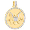 10K Yellow Gold Diamond Eagle Seal of US President American Pendant Charm 3/4 CT