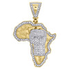 10K Yellow Gold Diamond Africa Map Pendant 1.75" Raised Fist Pave Charm 1 CT.