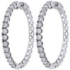 10K White Gold Diamond One Row Bezel Set 1.55" Hoops Huggie Earrings 1.50 CT.