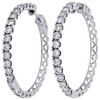 10K White Gold Diamond One Row Bezel Set 1.55" Hoops Huggie Earrings 1.50 CT.