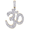 10K Yellow Gold Genuine Diamond Hindu OM Symbol Pendant 1.30" Pave Charm 1.25 CT