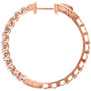 10K Rose Gold Real Diamond One Row Bezel Set 1.10" Hoops Huggie Earrings 1/2 CT.