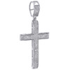 10K White Gold Real Round White Diamond Cross Pendant 2" Mens Pave Charm 0.65 CT.