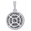 14K White Gold Diamond Halo Flower Pendant Tiered Circle 0.65" Charm 0.33 CT.